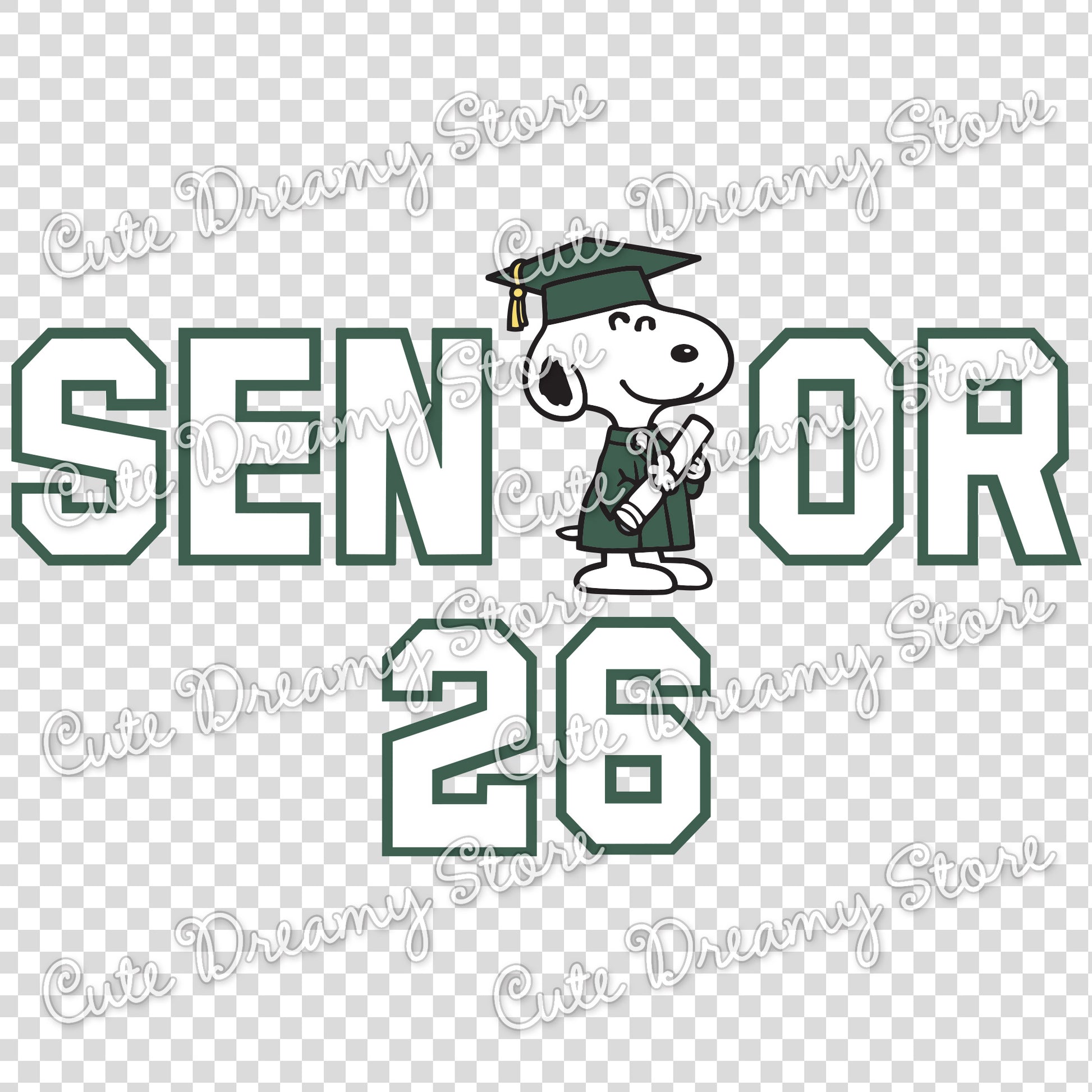 green snoopy senior 2026 svg png eps vector files instant download