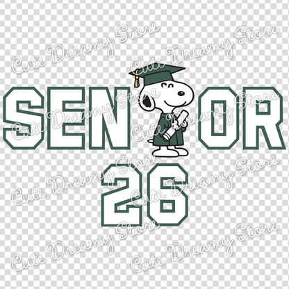 green snoopy senior 2026 svg png eps vector files instant download
