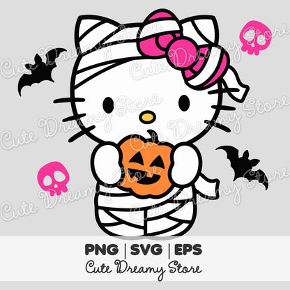 Halloween Mummy Hello Kitty Clipart SVG / PNG / EPS vector 02