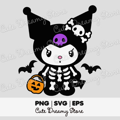 Halloween Skeleton Kuromi Clipart SVG / PNG / EPS vector