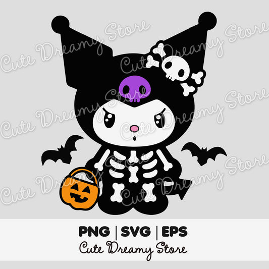 Halloween Skeleton Kuromi Clipart SVG / PNG / EPS vector