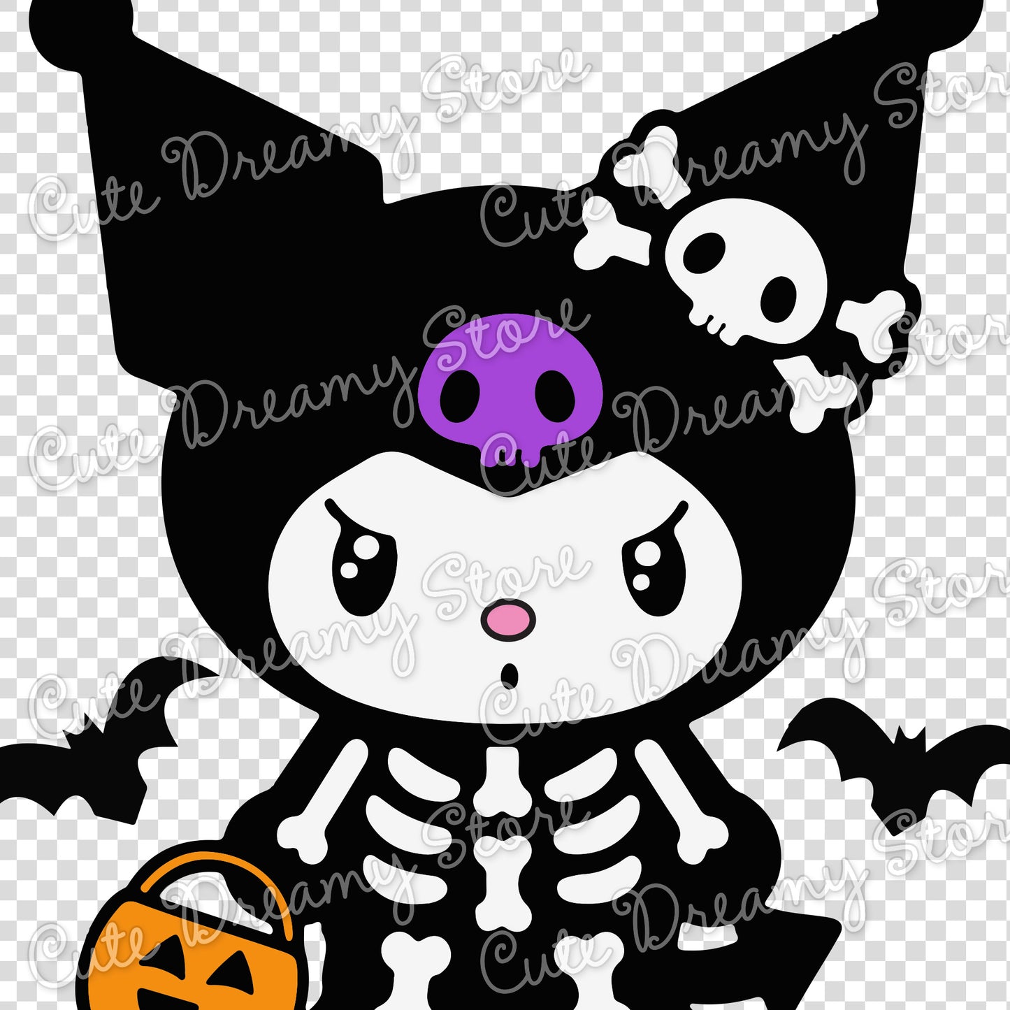 Halloween Skeleton Kuromi Clipart SVG / PNG / EPS vector