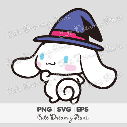 Halloween Witch Hat Cinnamoroll Clipart SVG / PNG / EPS vector 02