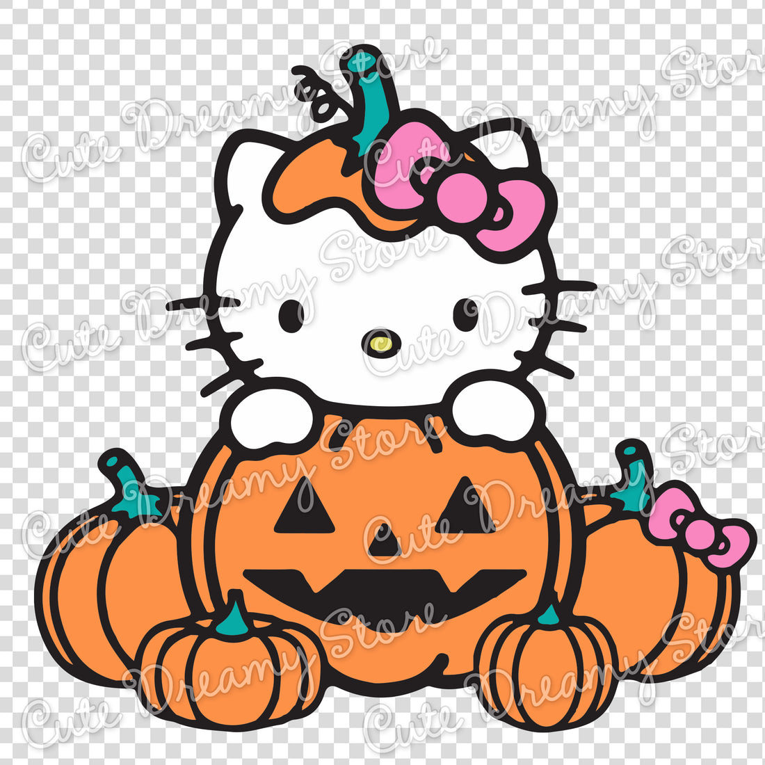 Halloween Pumpkin Hello Kitty Clipart SVG / PNG / EPS