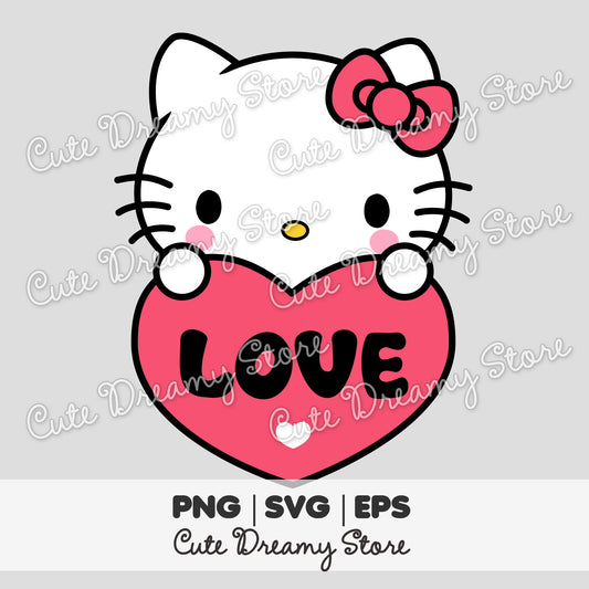 Clipart de corazón de amor de Hello Kitty SVG / PNG / EPS vector