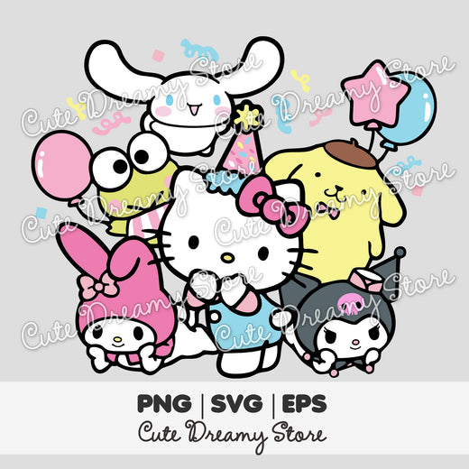 Hello Kitty and Friends Birthday Clipart, clipart product preview
