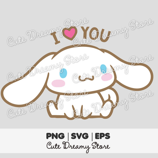 I Love You Cinnamoroll Clipart SVG / PNG / EPS vector