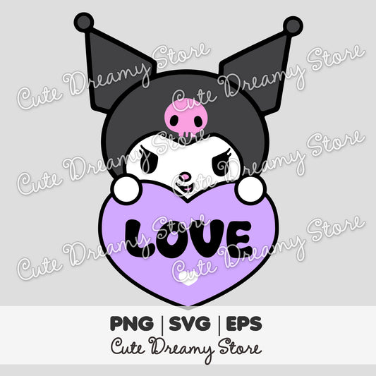 Kuromi Love Heart Clipart SVG / PNG / EPS vector