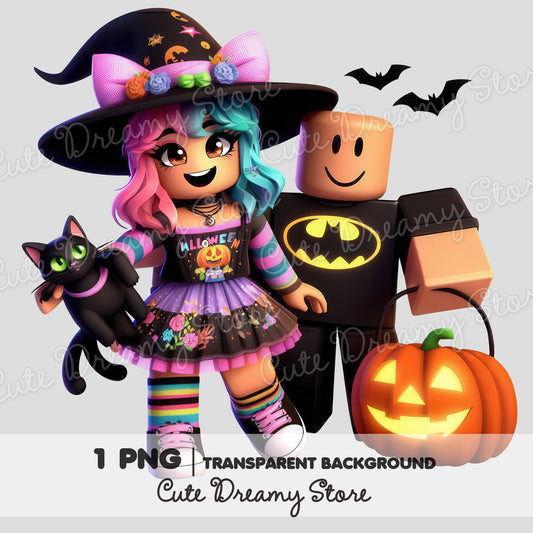 Roblox Halloween Girl and Boy Clipart / PNG transparent background