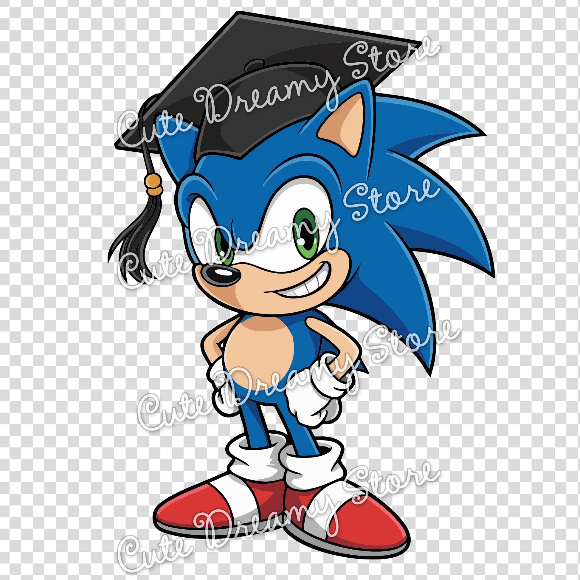 Graduation Sonic illustration with blue color and vector style