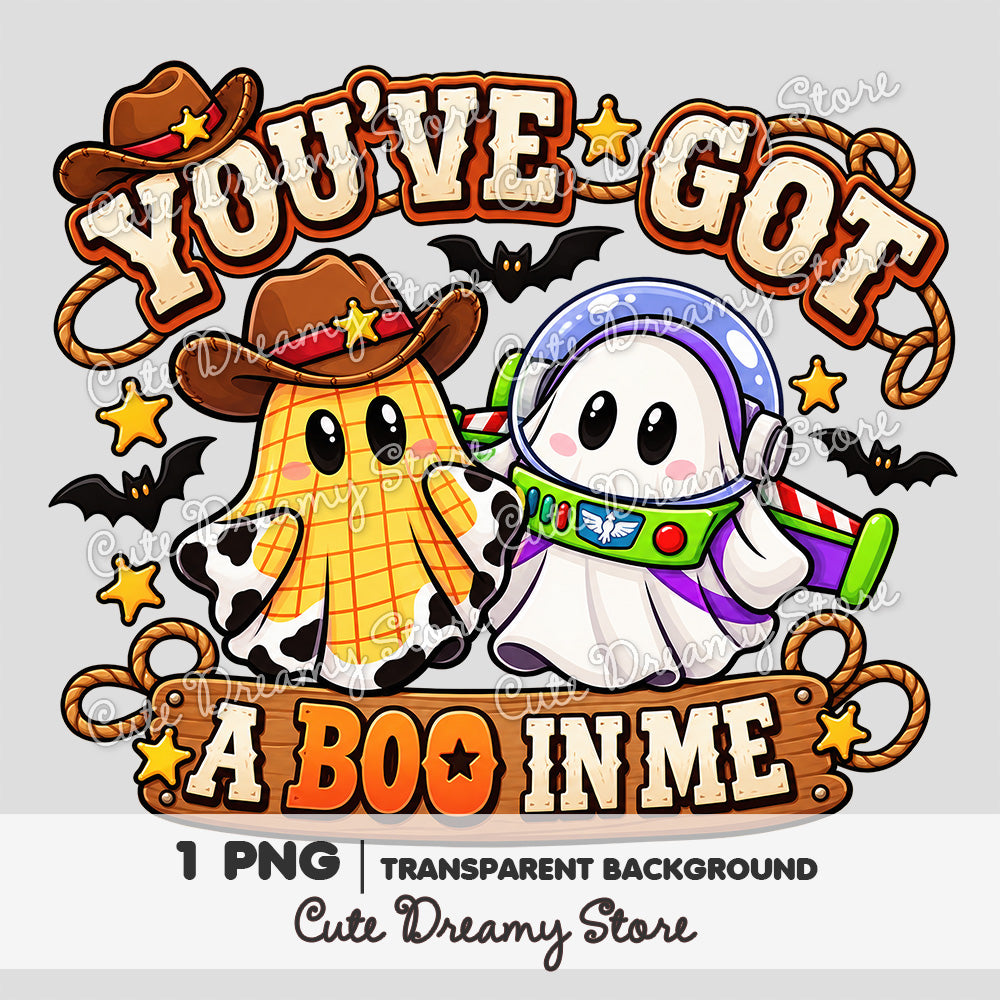 Woody and Buzz You’ve Got a Boo in Me Halloween PNG ghost clipart