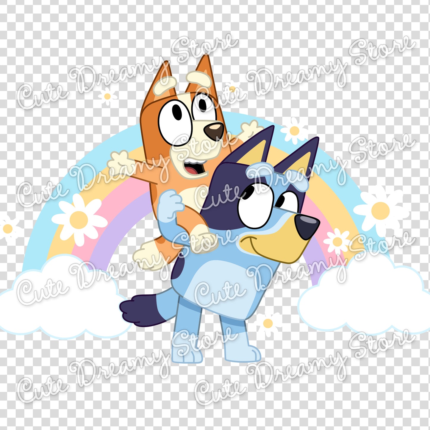 Bluey y Bingo Arcoíris Clipart SVG / PNG / EPS