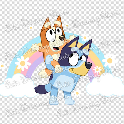 Bluey y Bingo Arcoíris Clipart SVG / PNG / EPS