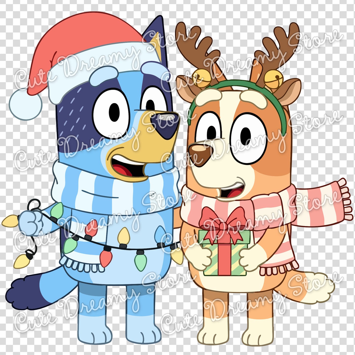 Clipart de Bluey y Bingo de Navidad SVG / PNG / EPS vector