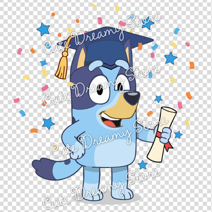 Graduation Bluey clipart perfect for school celebration projects