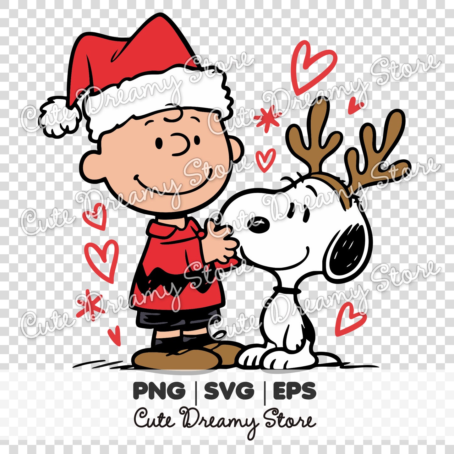 Charlie Brown & Reindeer Snoopy Reindeer Christmas Clipart SVG / PNG / EPS vector
