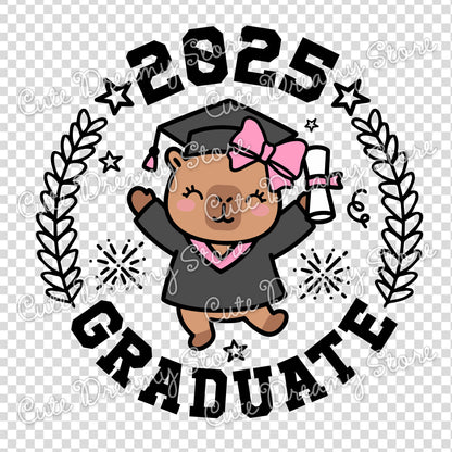 Capybara Graduation Clipart 2025 in Pink SVG / PNG / EPS Vector