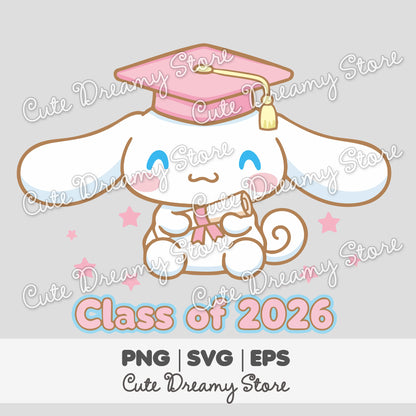 Graduation Cinnamoroll Clipart Class of 2026 SVG / PNG / EPS vector