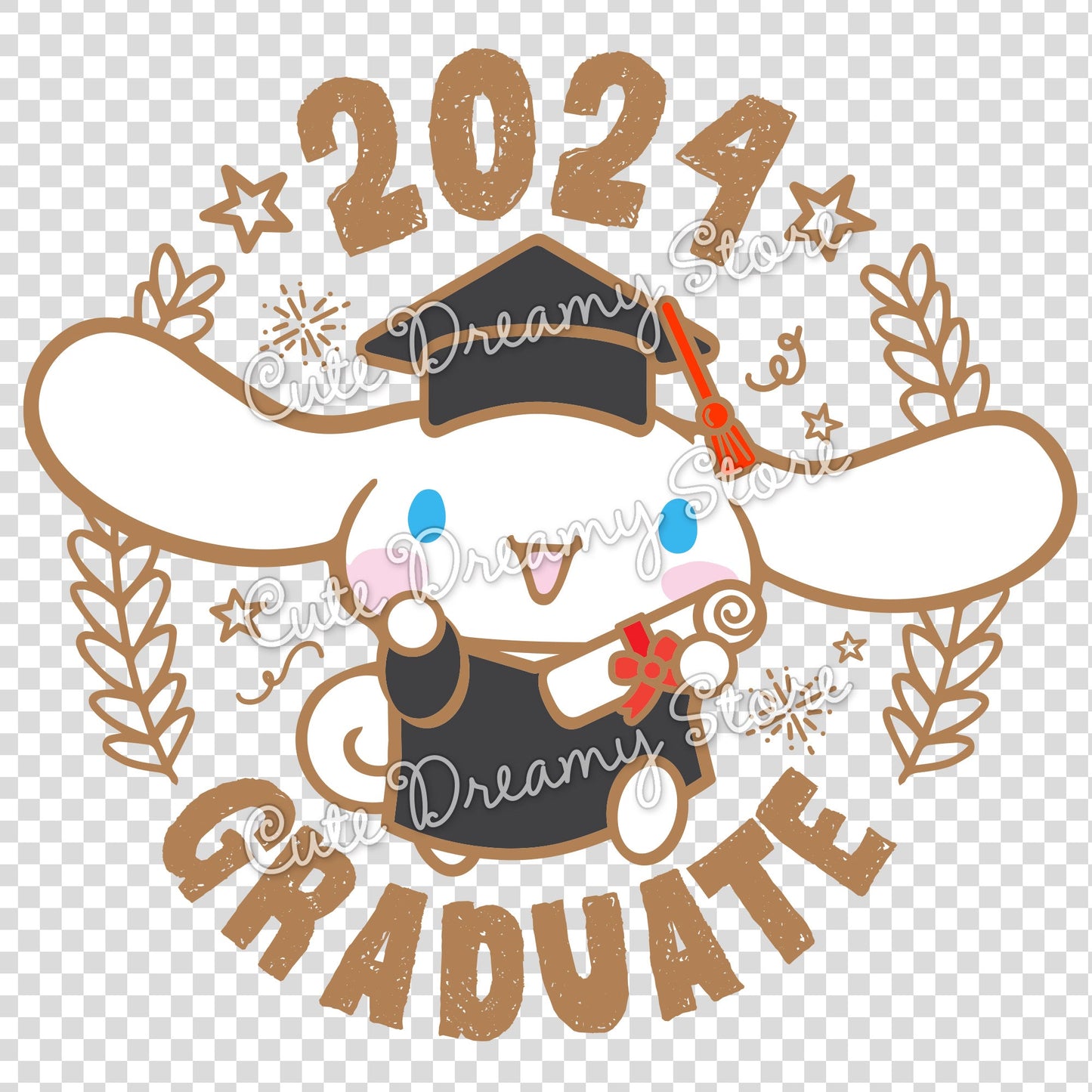 Graduation Cinnamoroll Clipart SVG / PNG / EPS vector / CG02 - Cute Dreamy Store