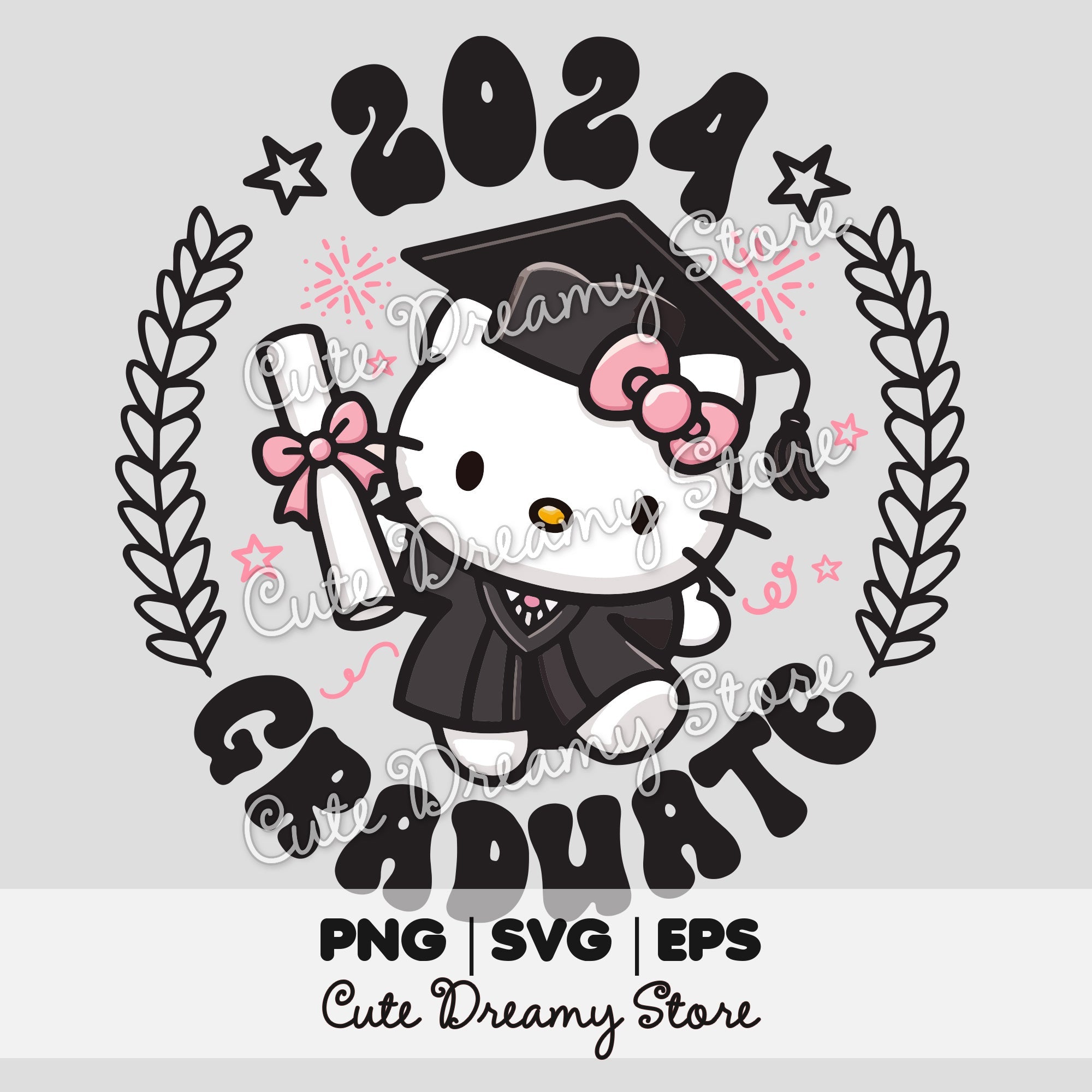 Graduation Hello Kitty Class 2024 Clipart SVG/PNG/EPS – Cute Dreamy Store