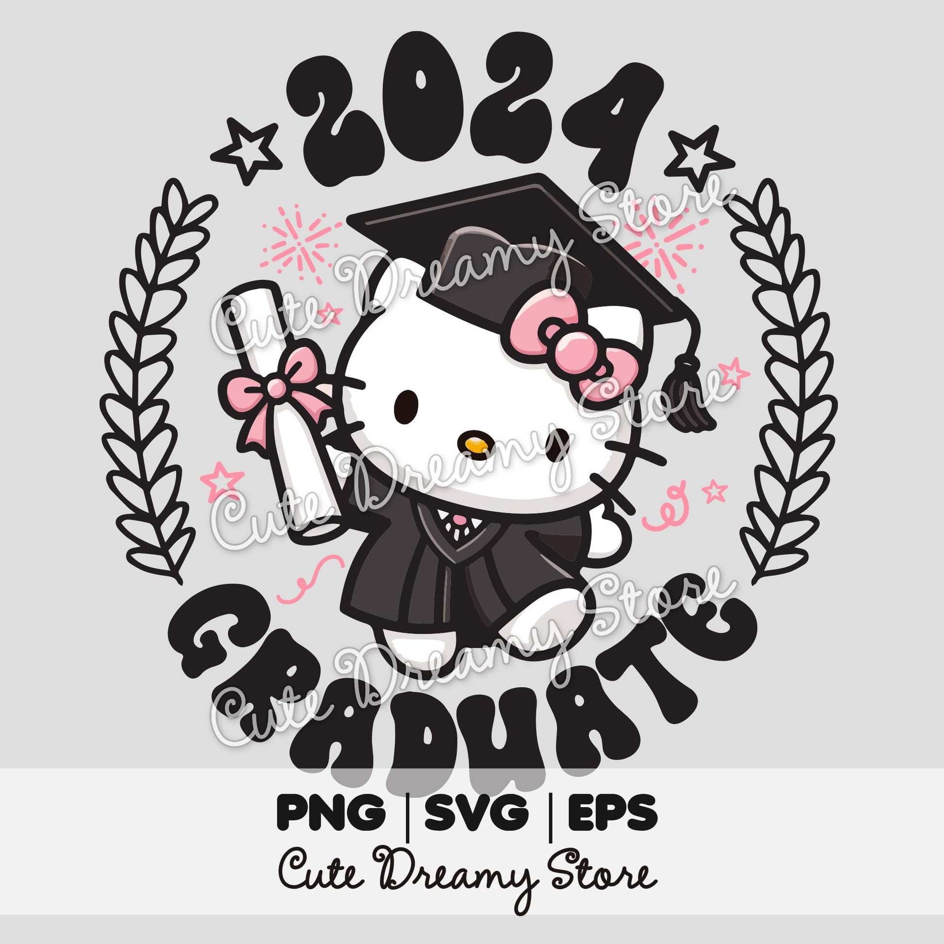 Graduation Hello Kitty Class 2024 Clipart SVG/PNG/EPS