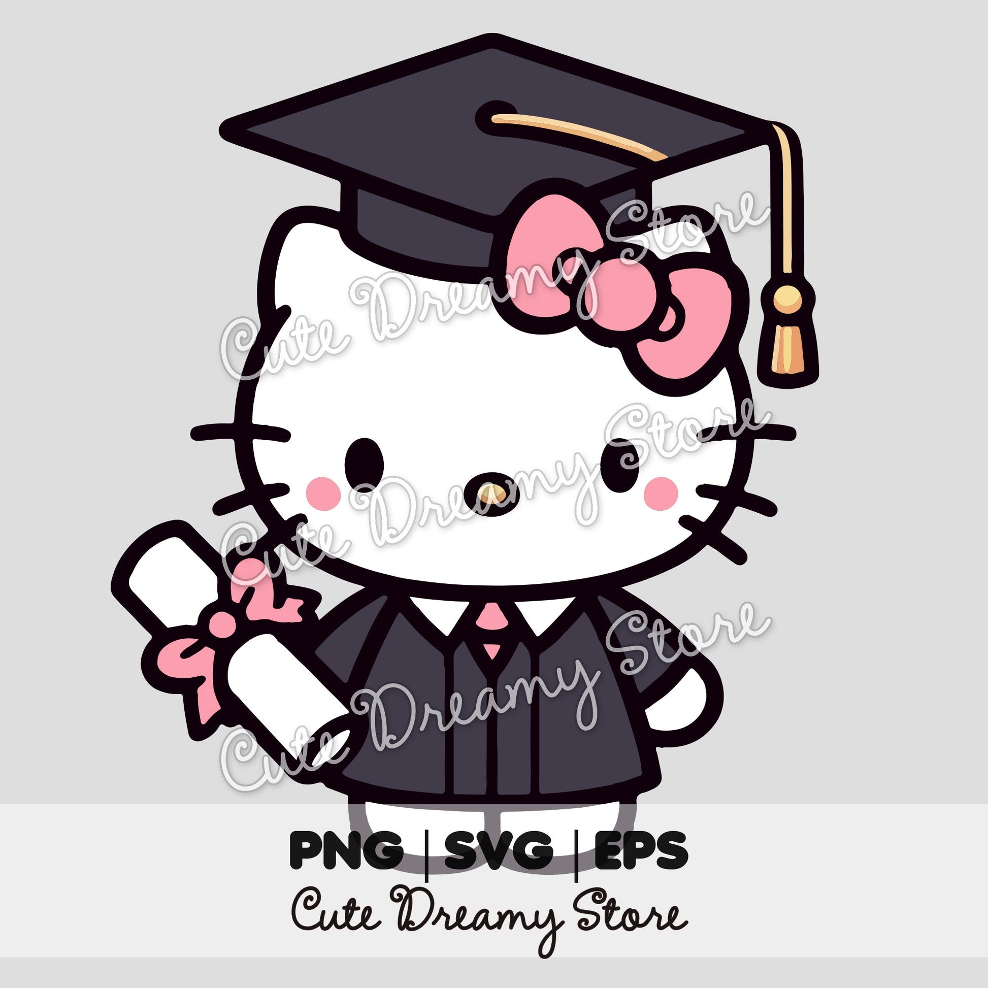 Graduation Hello Kitty Clipart SVG / PNG / EPS vector / HKG01 - Cute Dreamy Store