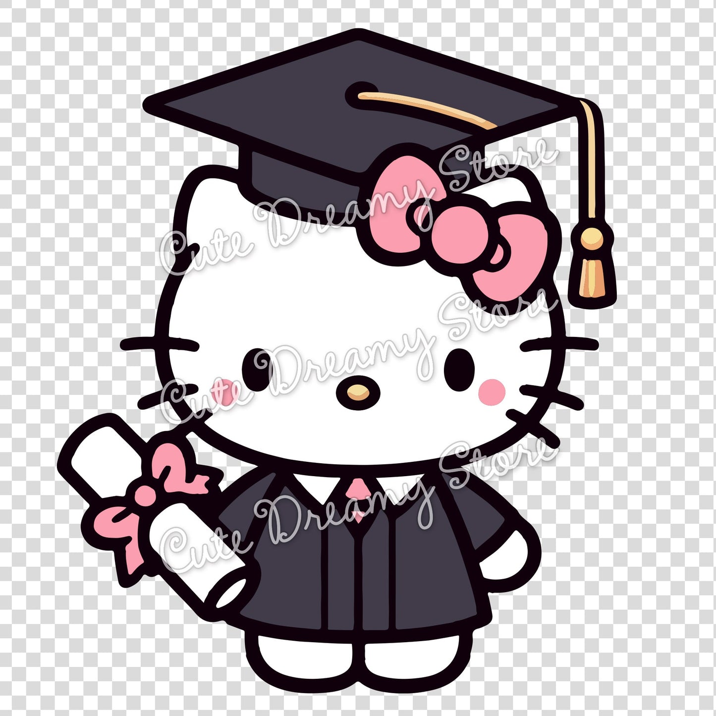 Graduation Hello Kitty Clipart SVG / PNG / EPS vector / HKG01 - Cute Dreamy Store