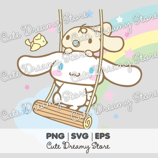 Hammock Rainbow Cinnamoroll Clipart SVG / PNG / EPS vector