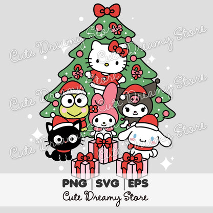 Hello Kitty and Friends Christmas Clipart SVG / PNG / EPS vector