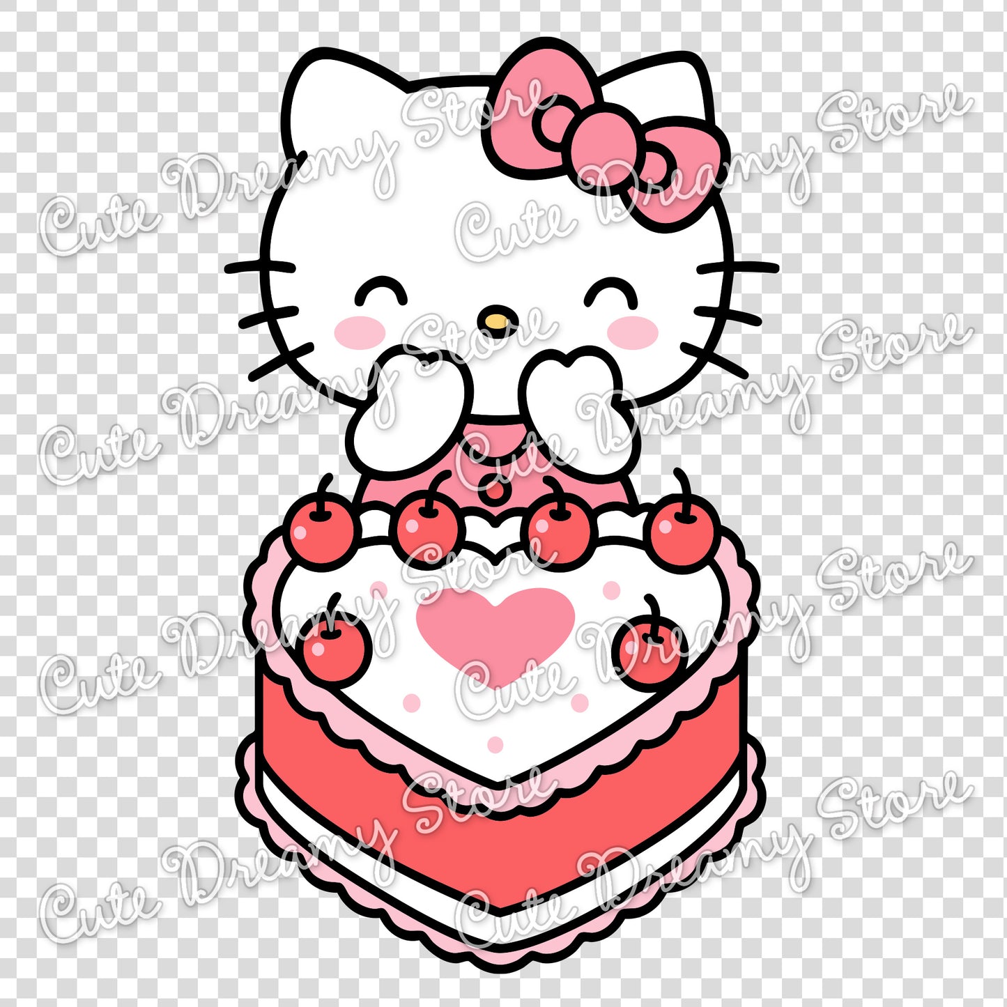 Hello Kitty Cake, Cute Pink Dessert Clipart SVG / PNG / EPS