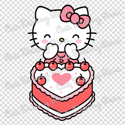 Hello Kitty Cake, Cute Pink Dessert Clipart SVG / PNG / EPS