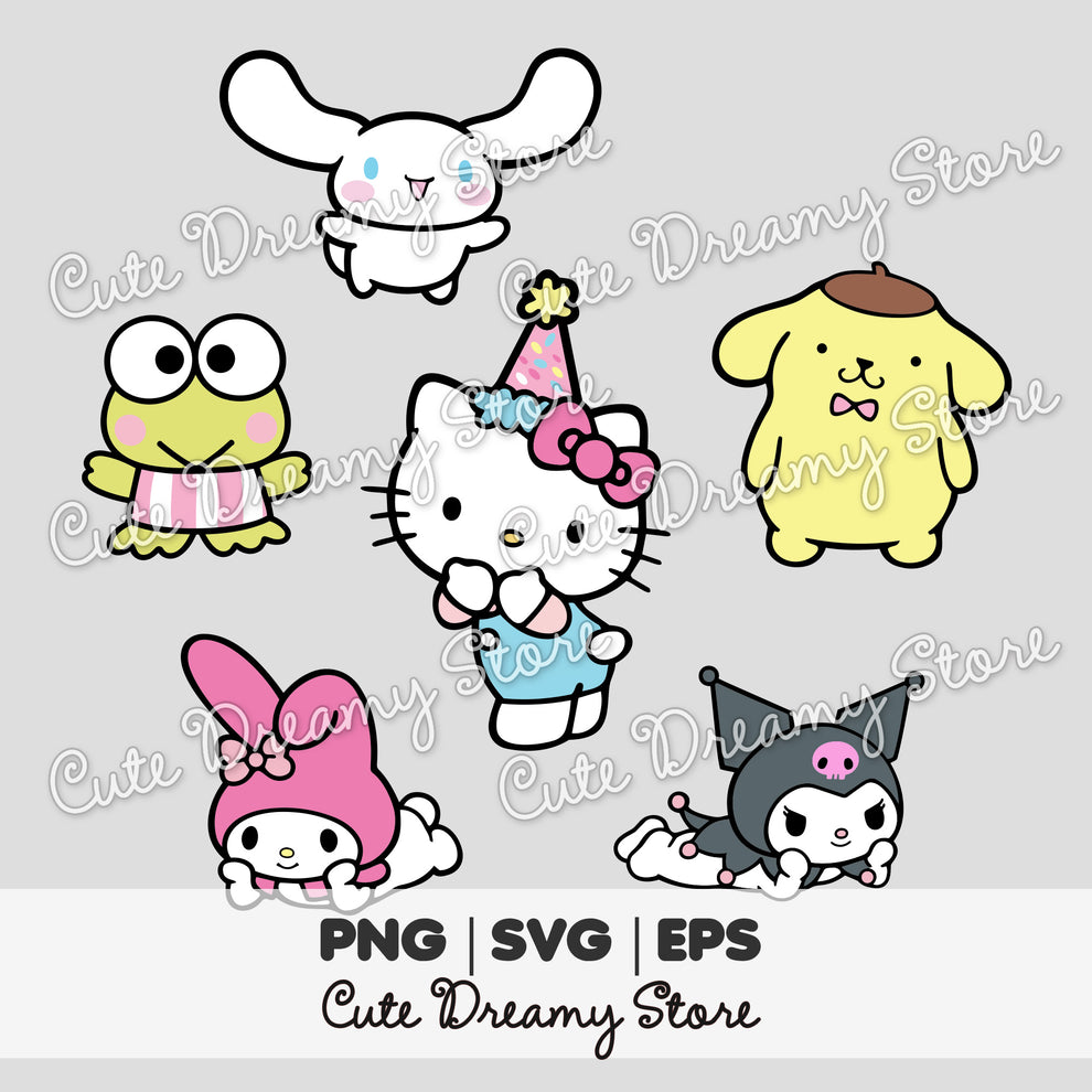 Hello Kitty and Friends Birthday Individual Characters Clipart SVG ...