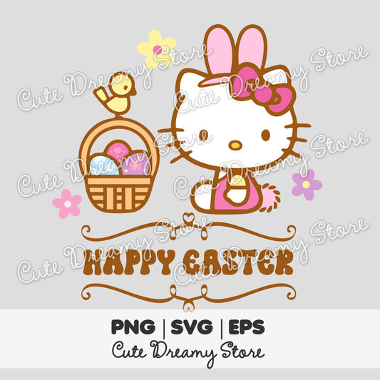 Clipart de Hello Kitty Feliz Pascua SVG / PNG / EPS vector