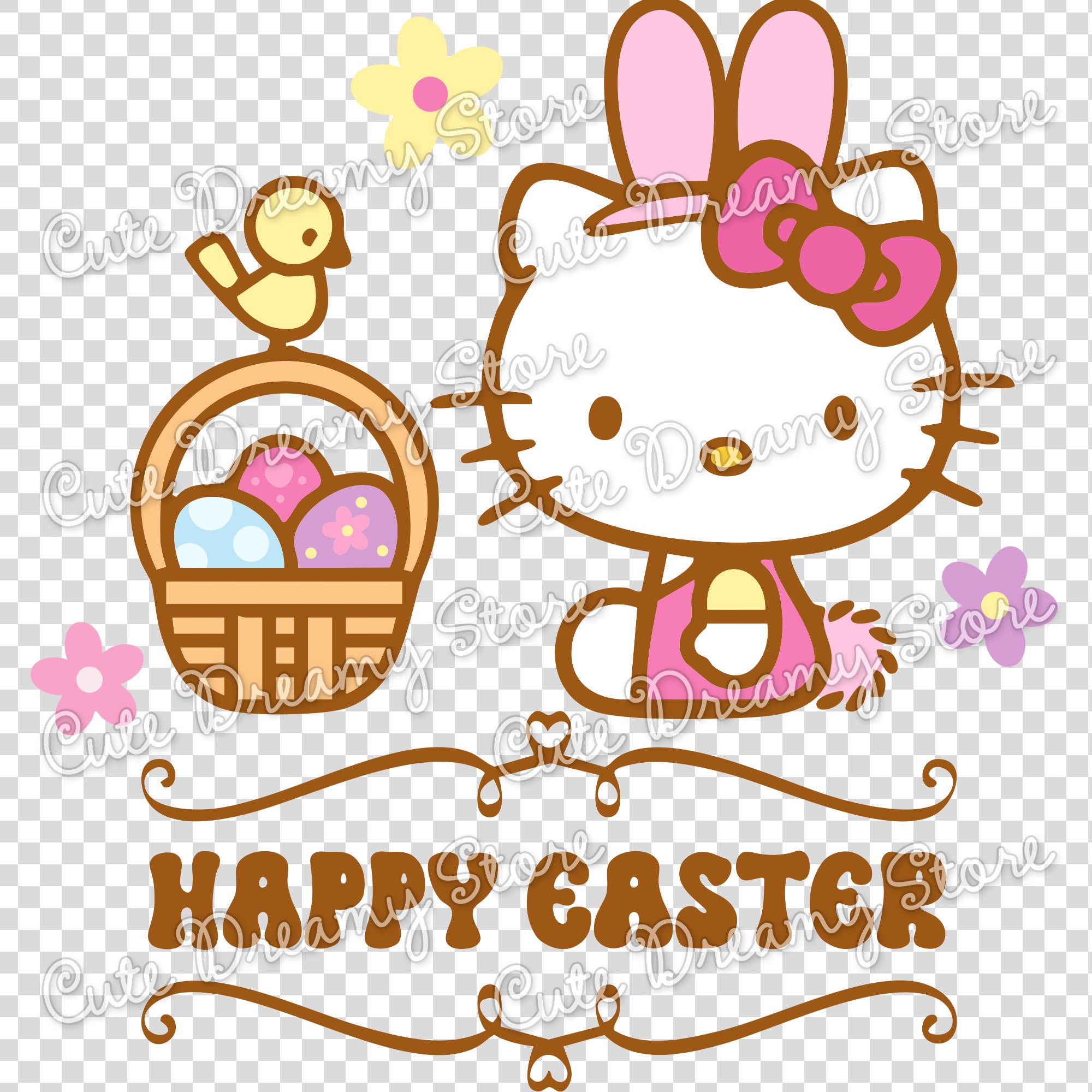 Hello Kitty Raster Hello Kitty Happy Easter Clipart SVG / PNG / EPS vector – Cute Dreamy Store