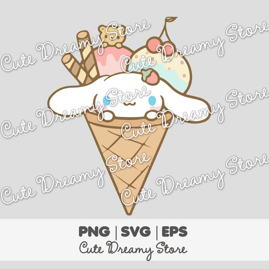 Ice Cream Cone Cinnamoroll Clipart SVG / PNG / EPS vector