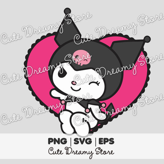 Kuromi in your heart clipart SVG / PNG / EPS Vector