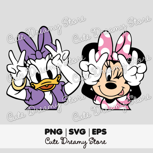 Imágenes prediseñadas del símbolo de la paz de Minnie y Daisy en formato SVG/PNG/EPS
