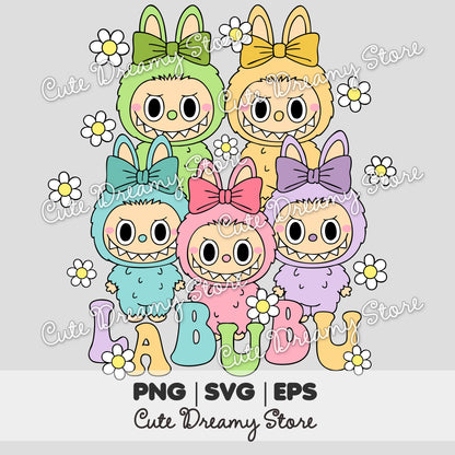 Diseño de imágenes prediseñadas de Labubu pastel SVG/PNG/EPS vector