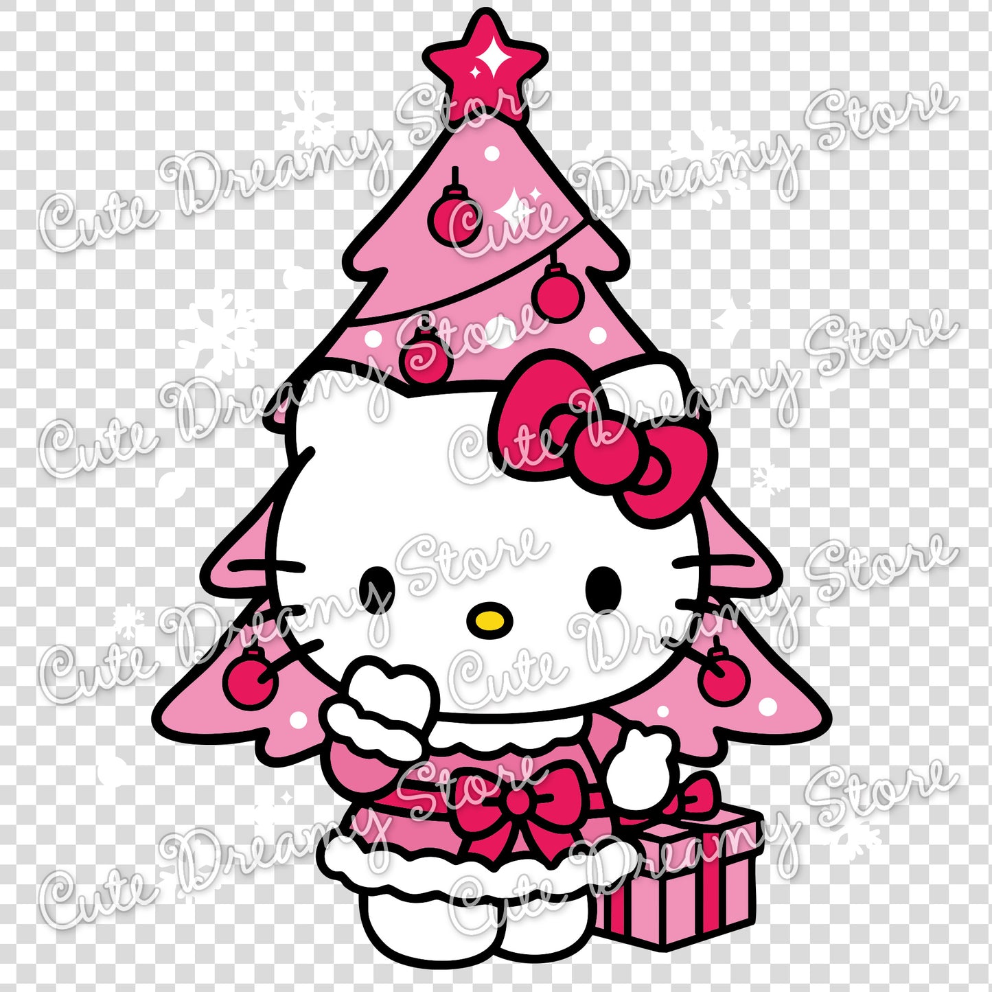 Hello Kitty Christmas Pink Holiday Clipart SVG / PNG / EPS vector
