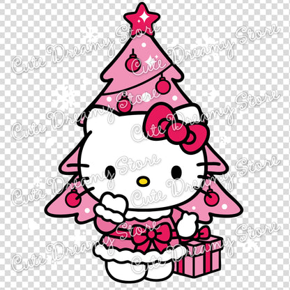 Hello Kitty Christmas Pink Holiday Clipart SVG / PNG / EPS vector