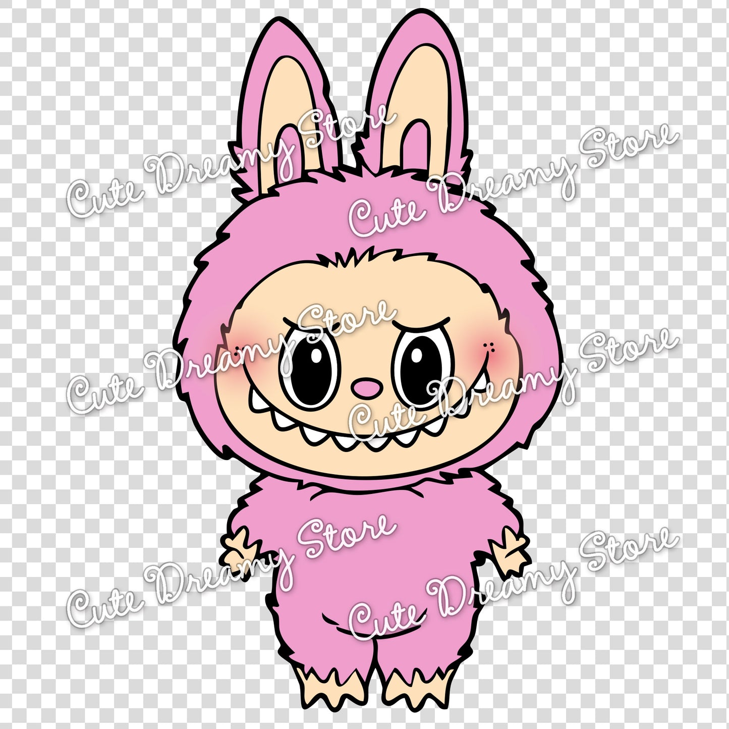 Pink Labubu Transparent PNG Clipart – Digital Download