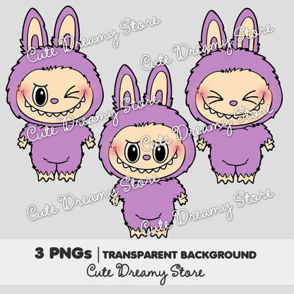 Purple Labubu Transparent PNG Clipart Download – High Quality