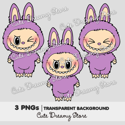 Purple Labubu Transparent PNG Clipart Download – High Quality