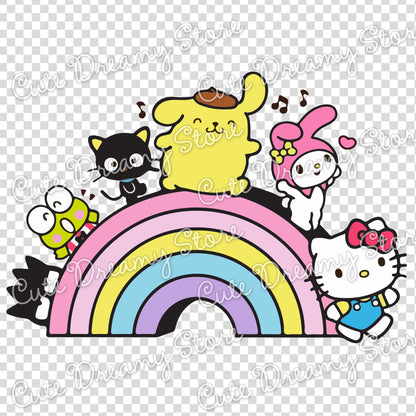 Rainbow Hello Kitty and friends Clipart SVG / PNG / EPS vector 01