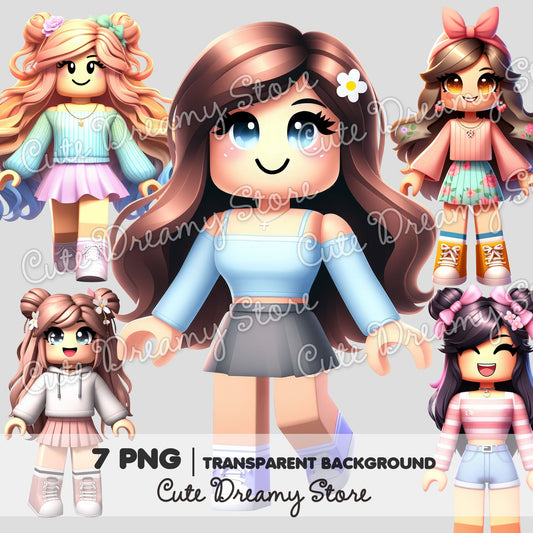 Roblox Gamer Girls Clipart / PNG transparent Backgound - Cute Dreamy Store