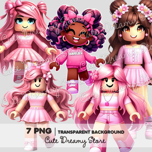 Roblox Pink Gamer Girls Clipart / PNG transparent Backgound - Cute Dreamy Store