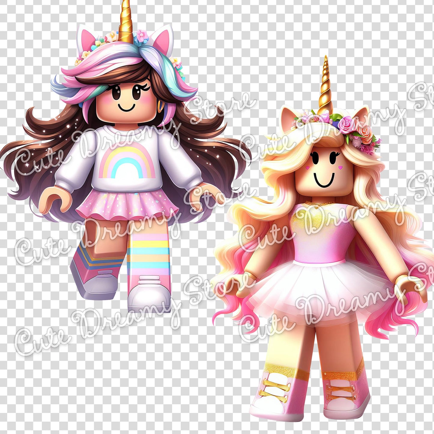 Roblox Unicorn Gamer Girls Clipart / PNG transparent Backgound - Cute Dreamy Store