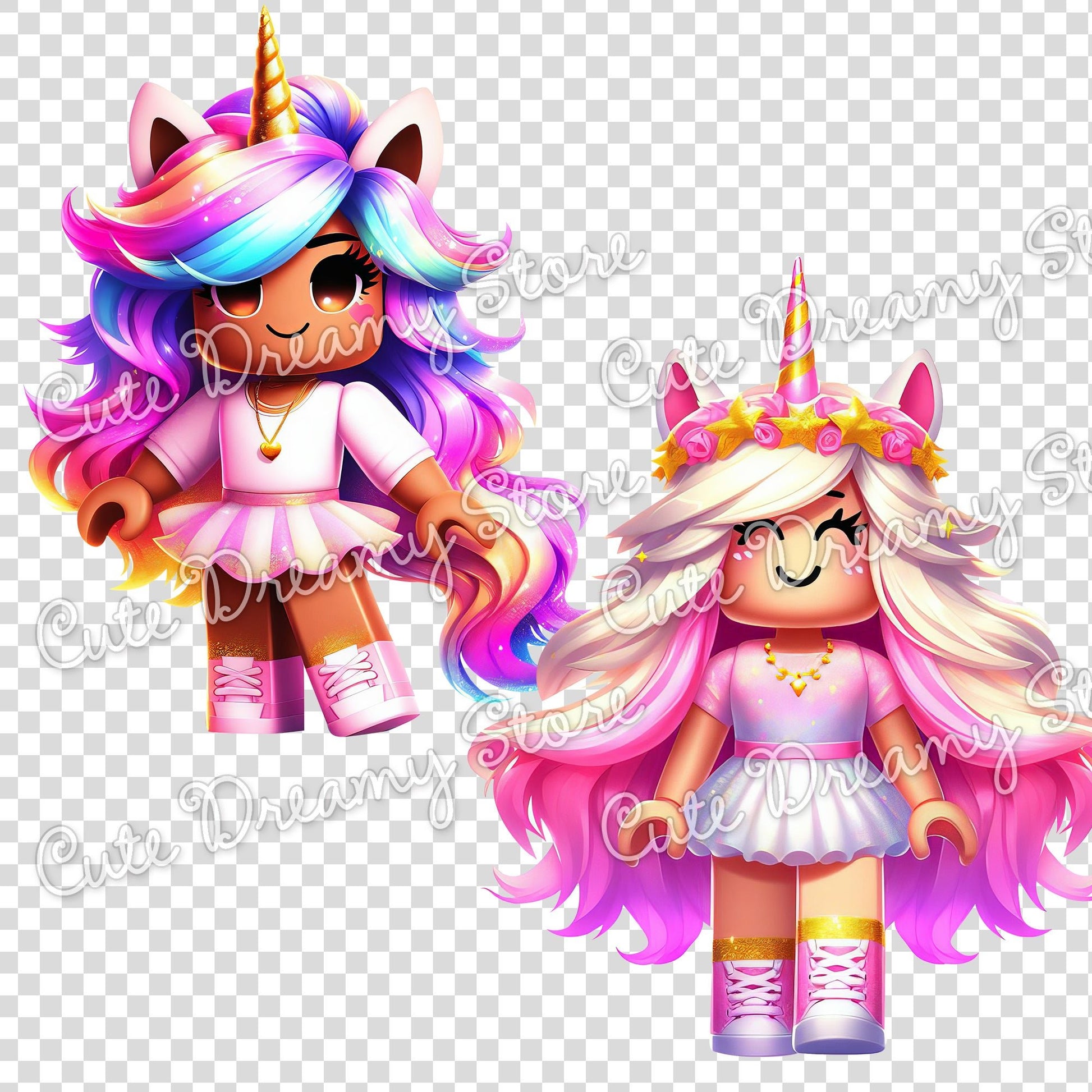 Roblox Unicorn Gamer Girls Clipart / PNG transparent Backgound - Cute Dreamy Store