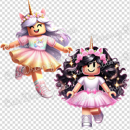 Roblox Unicorn Gamer Girls Clipart / PNG transparent Backgound - Cute Dreamy Store