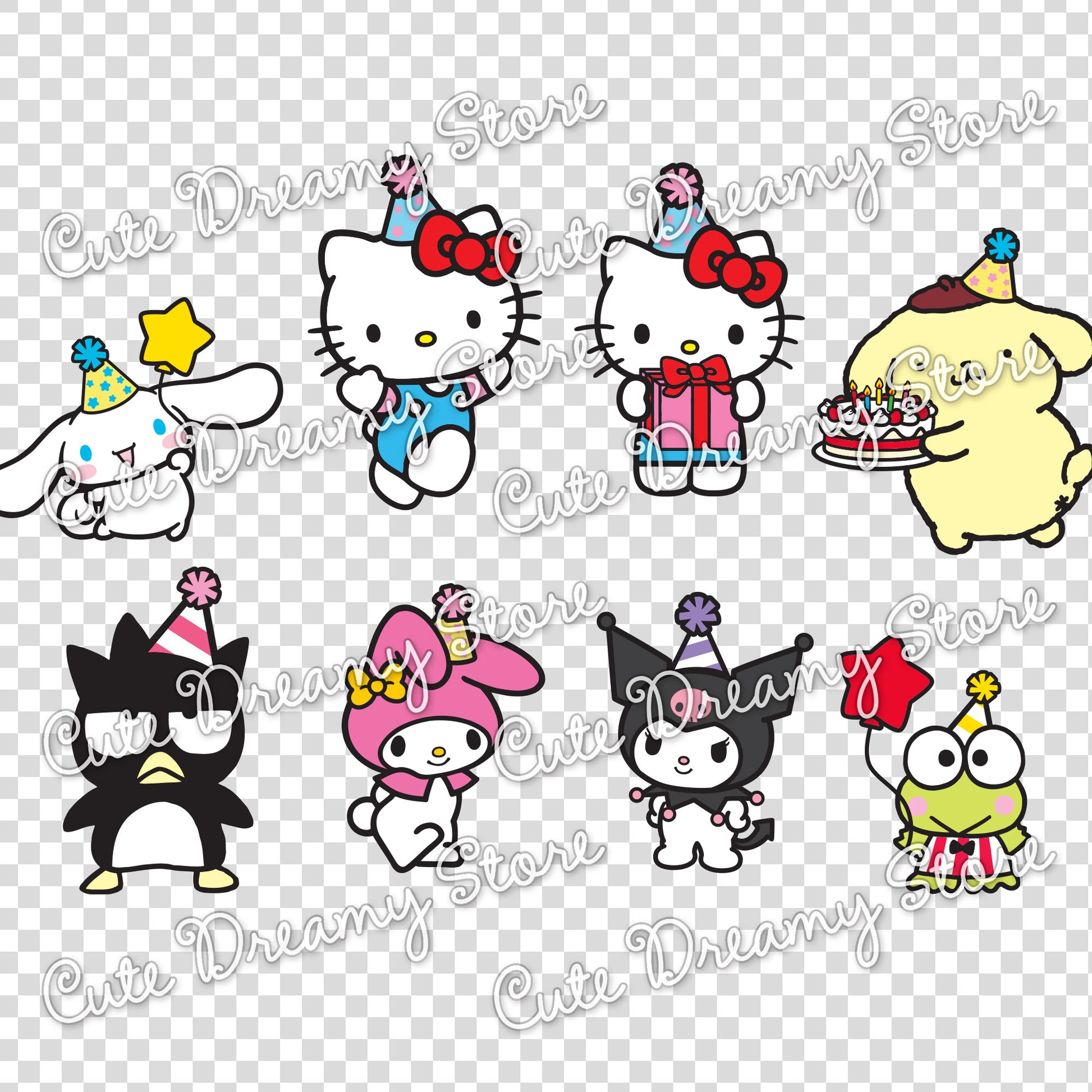 Sanrio Birthday Characters SVG PNG EPS Clipart Bundle